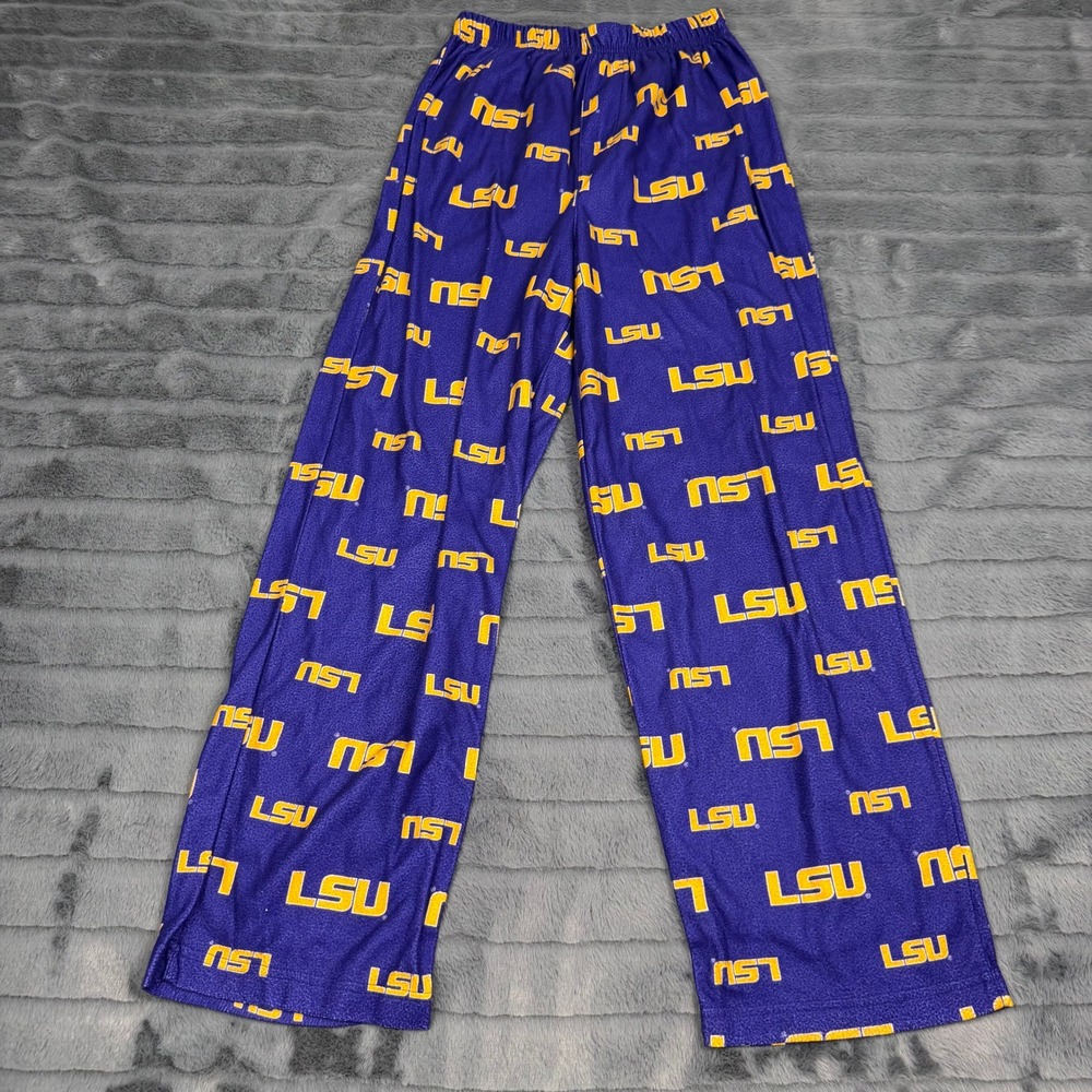 Genuine Stuff LSU Tigers Boys Pajama Pants Purple Yellow Logo Size 10/12 M 15375